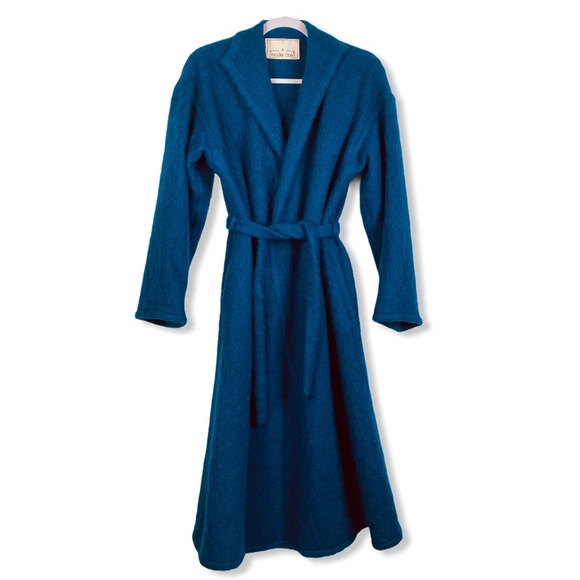 Vintage 80's Pauline Trigere Wool Mohair Coat Blue - Picture 2 of 16